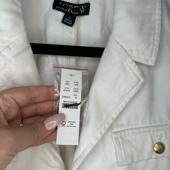 J.crew White Denim Blazer Jacket Sz.L - Picture 6 of 6